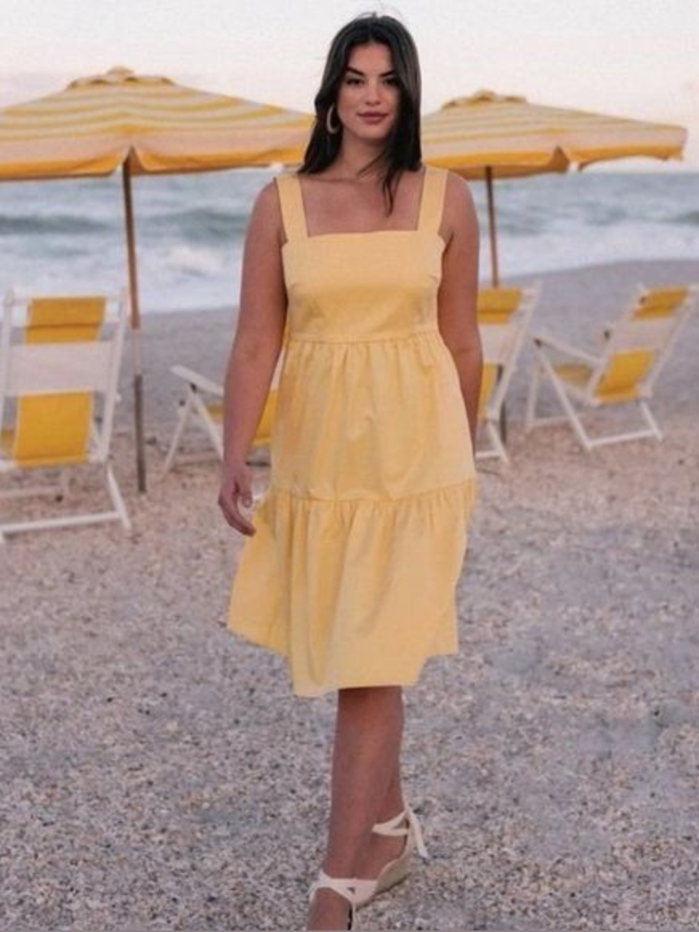 Gal Meets Glam Pastel Yellow Square-Neck Midi Dress